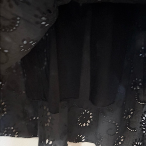 Bella Amore Black Eyelet Lace Midi/Mini Dress w/ Attached Liner. Spaghetti Strap - Picture 5 of 9